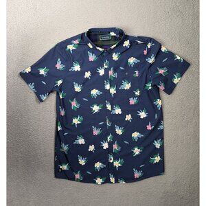 William Murray Shirt Mens Large Short Sleeve Button Colorful Floral Blue